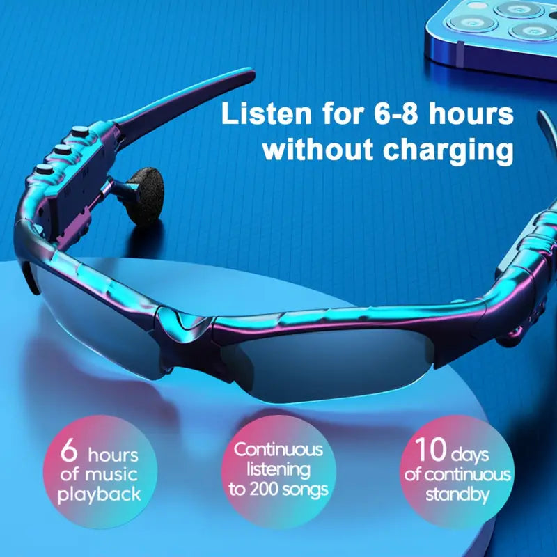 Rechargeable Bluetooth Wireless Sport SunGlasses Sun Glasses Adjustable Earbuds