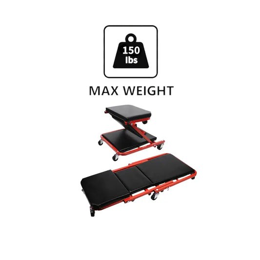 2 in 1 36" Z Mechanics Creeper Automotive Car Foldable Black Red