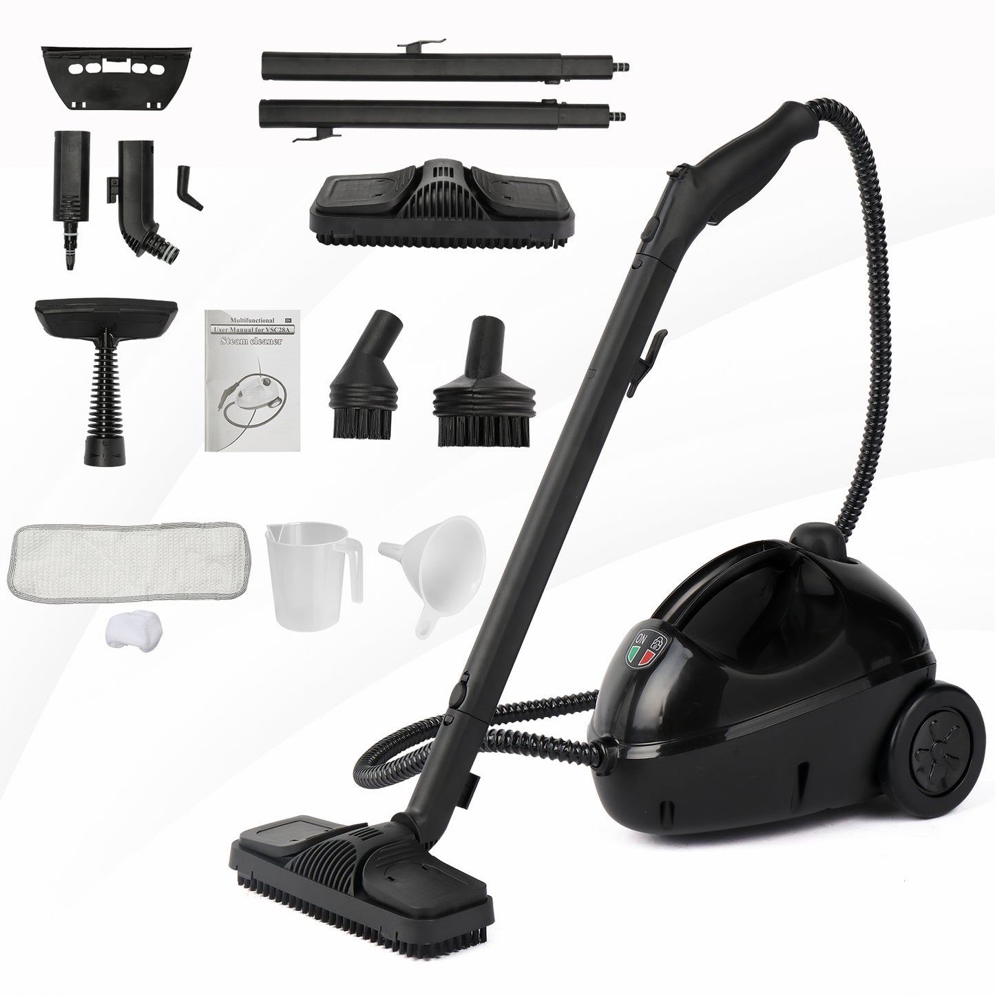 VSC28A Multipurpose Steam Cleaner with 13 Accessories, 1.2L tank Portable Steamer for Floors, Carpet, Windows, Cars and More,ETL Certificated 1500W
