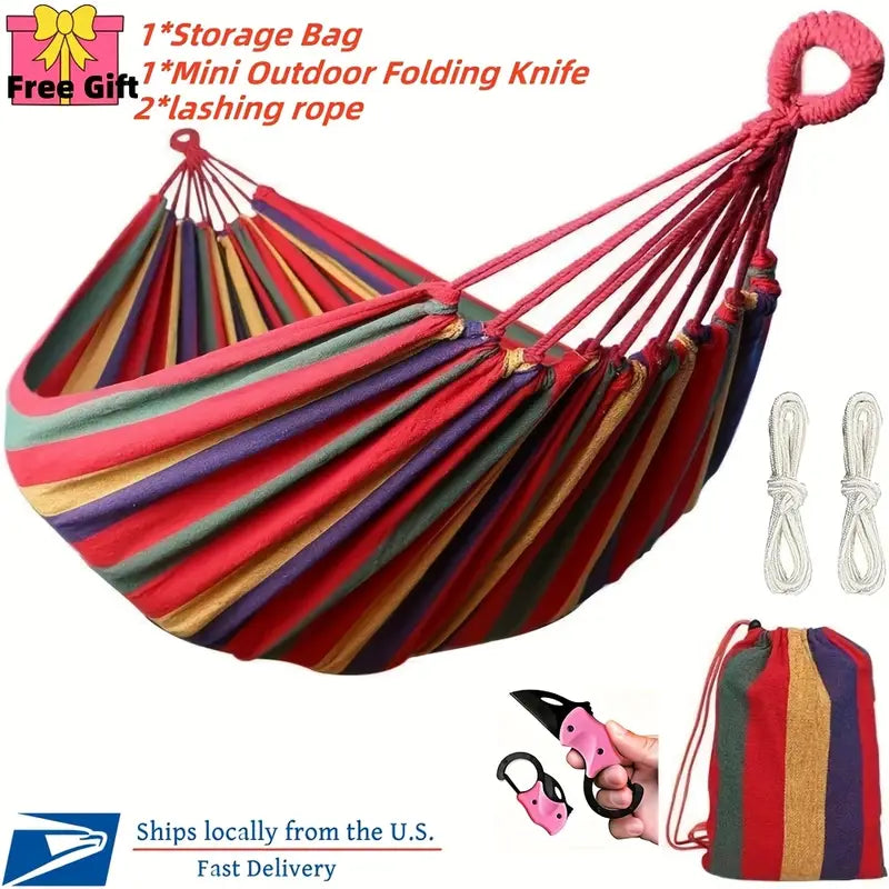 Heavy Duty Cotton Rope Hanging Hammock Swing Camping Canvas Bed Garden Outdoor