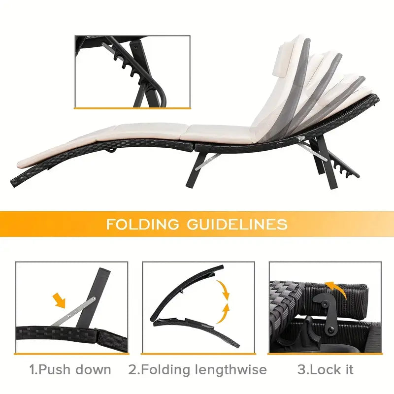 Chaise Lounge Adjustable Aluminum Lounge Chair,3pcs,Folding Table