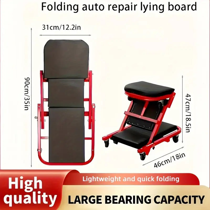 2 in 1 36" Z Mechanics Creeper Automotive Car Foldable Black Red
