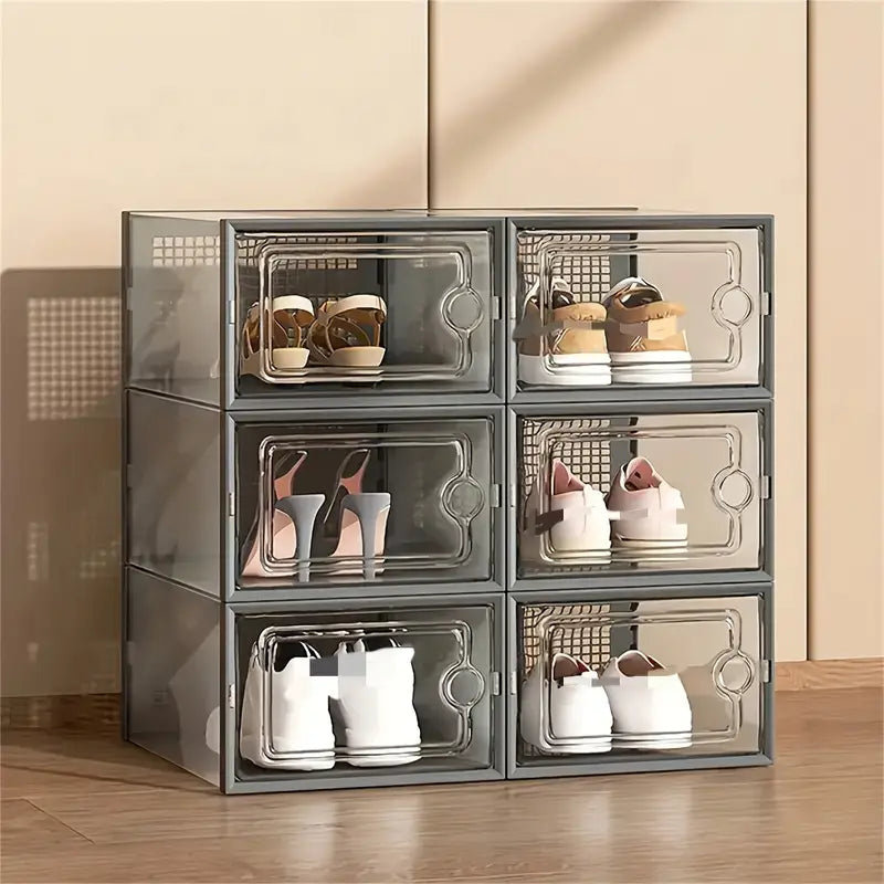 24pcs Shoe Storage Box Organizer, Transparent Plastic Stackable' Shoe Container
