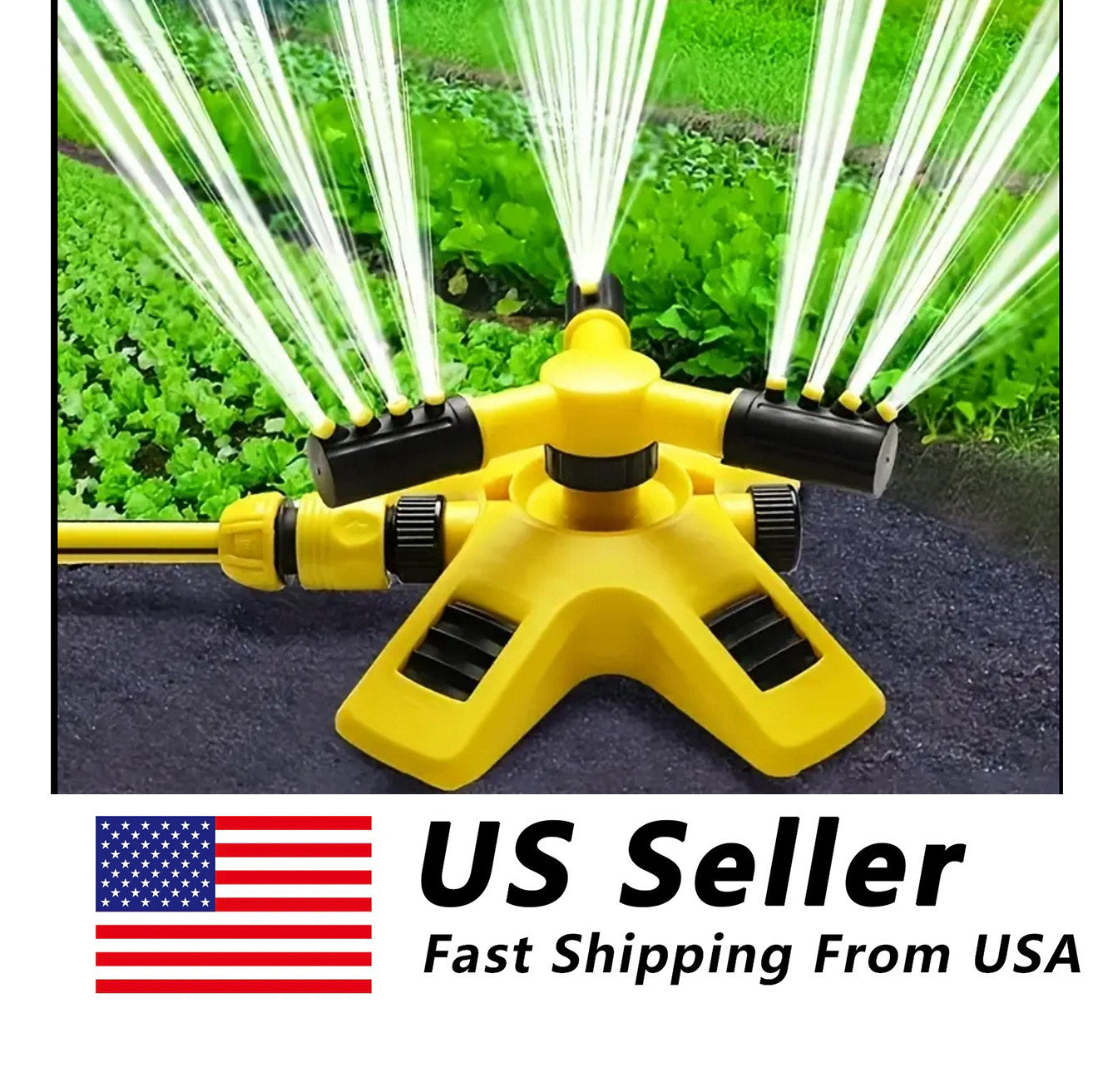 360° Rotating Lawn Sprinkler System Grass Automatic Watering Spray Irrigation US