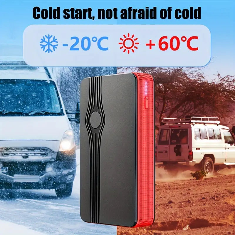 Portable Jump Starter Power Supplies Professional Start Car Starter with 2 USB Interface, 1 Iype-c Interface for Emergency Power Supply, with Three Mode LED Lights, for Valentine's Day Gift, Perfect Gift for Drivers