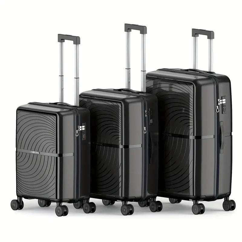 Three-piece Suitcase Set, 20, 24, 28-inch Suitcases, with Combination Lock