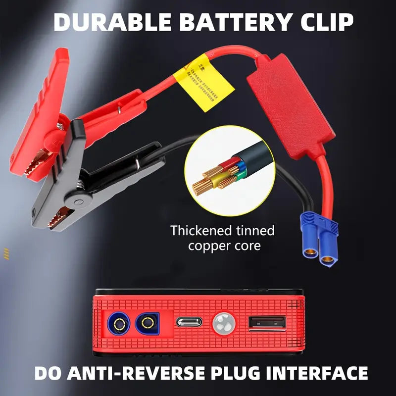 Portable Jump Starter Power Supplies Professional Start Car Starter with 2 USB Interface, 1 Iype-c Interface for Emergency Power Supply, with Three Mode LED Lights, for Valentine's Day Gift, Perfect Gift for Drivers