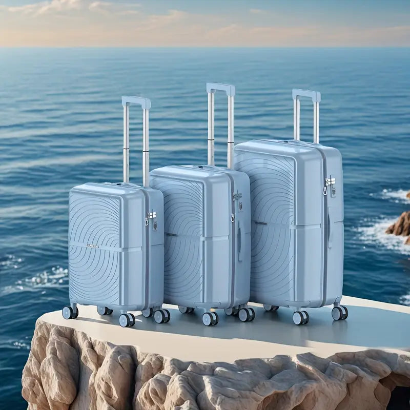Three-piece Suitcase Set, 20, 24, 28-inch Suitcases, with Combination Lock