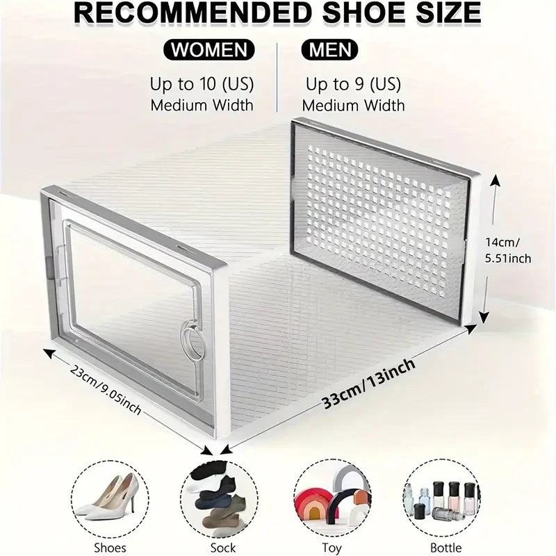 24pcs Shoe Storage Box Organizer, Transparent Plastic Stackable' Shoe Container