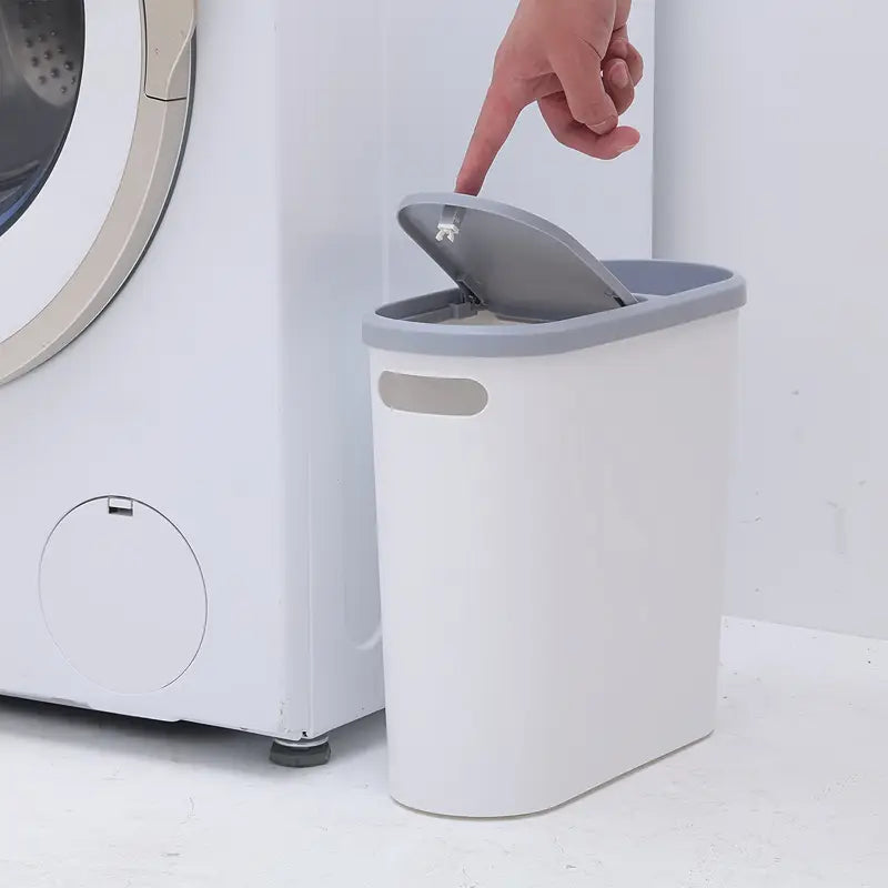 10L Slim Bathroom Trash Can | Space-Saving Silent Garbage Bin with Storage Top
