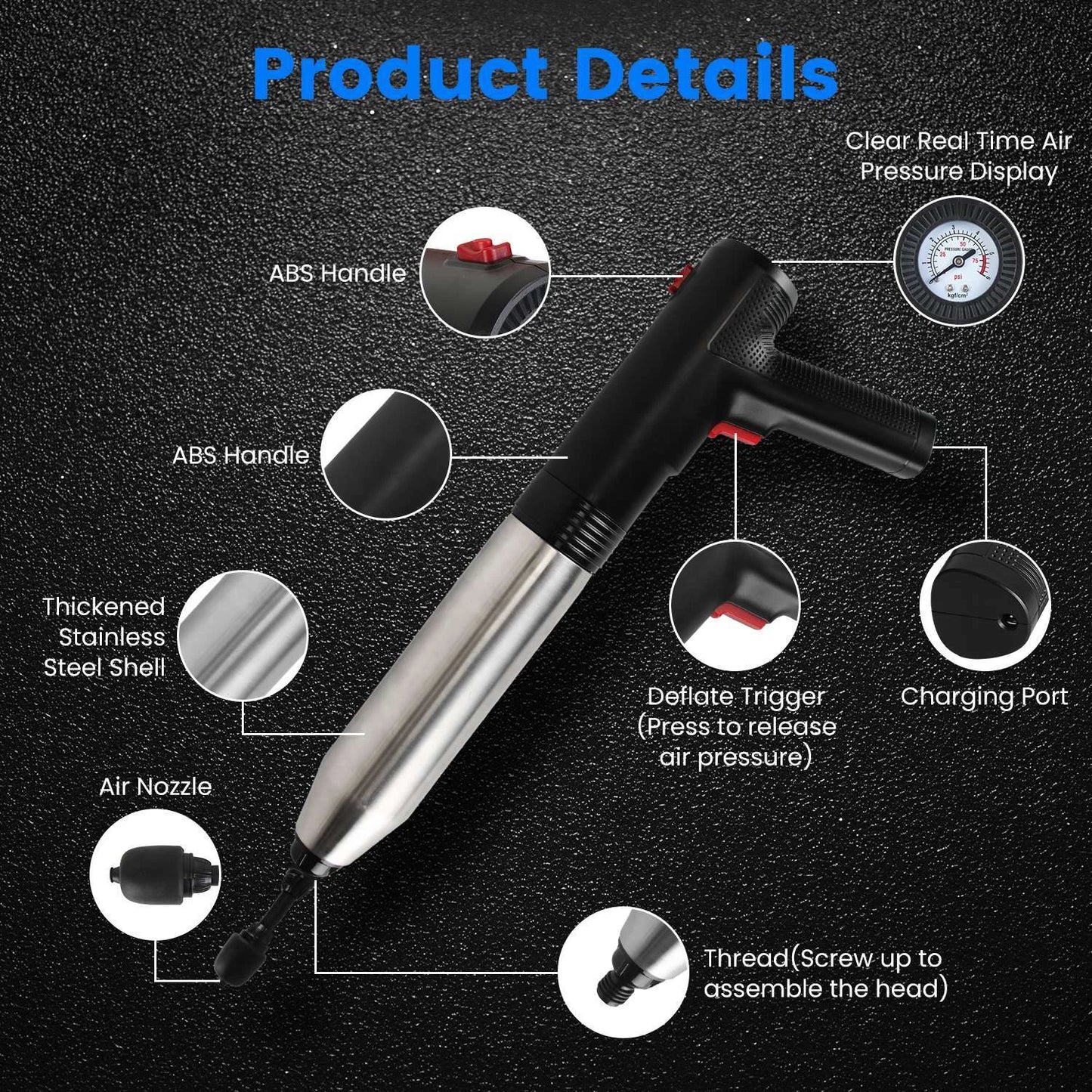 High Pressure Electric Toilet Plunger Air Plunger Air Drain Blaster Clog Remover