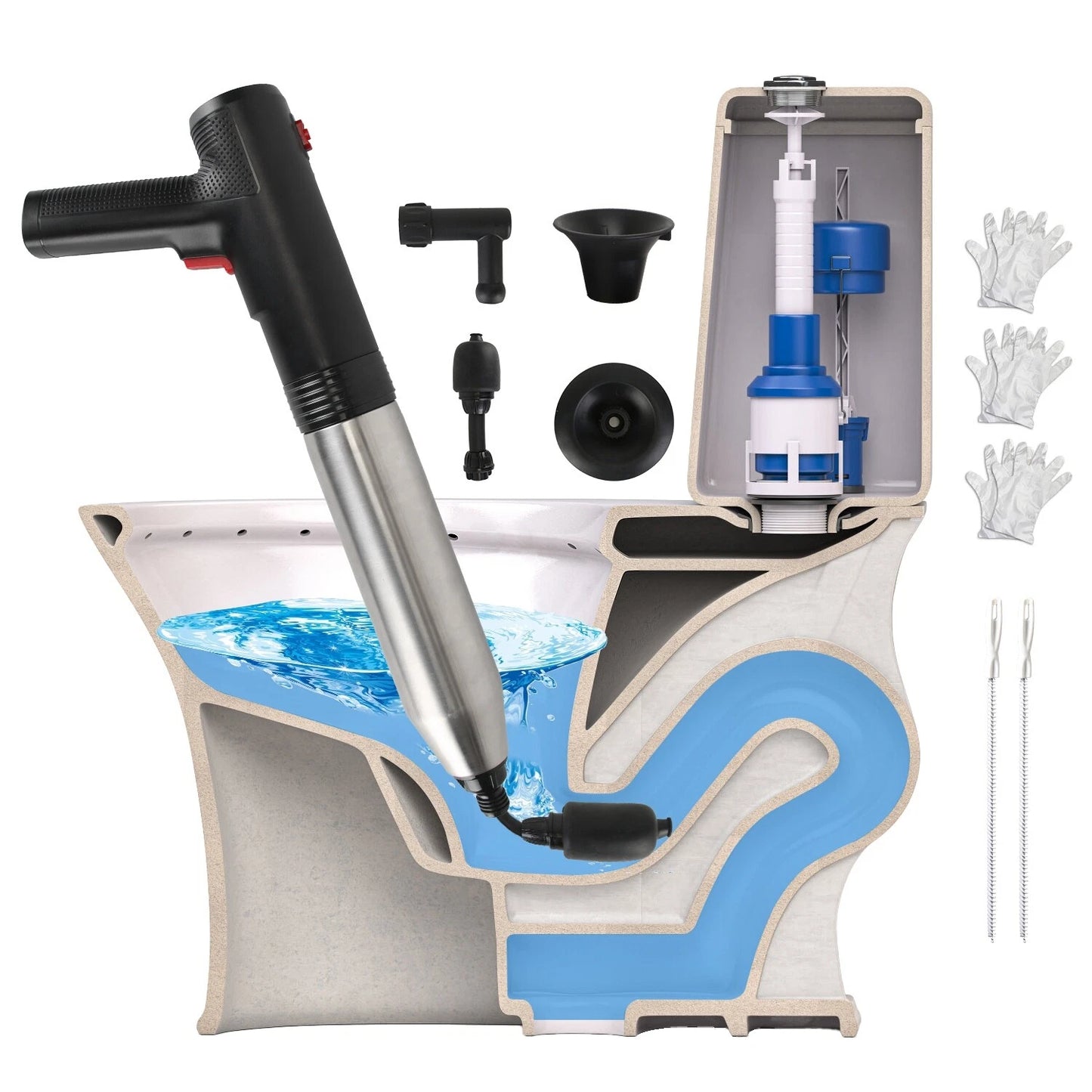 High Pressure Electric Toilet Plunger Air Plunger Air Drain Blaster Clog Remover