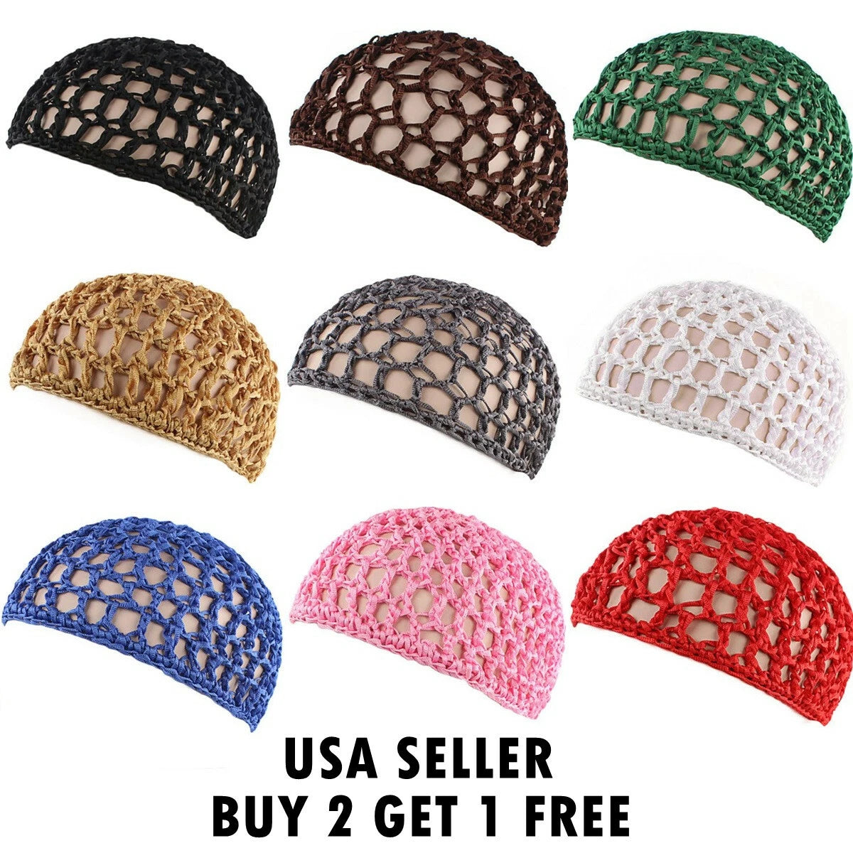 Mesh Crochet Hair Net Rayon Knit Snood Hat Thick Short Women Hairnet Snoods