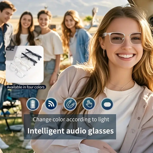 Smart Glasses, Auto Color Change Lens, Touch Control, Built-in Microphone