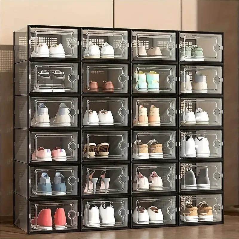 24pcs Shoe Storage Box Organizer, Transparent Plastic Stackable'  Shoe Container