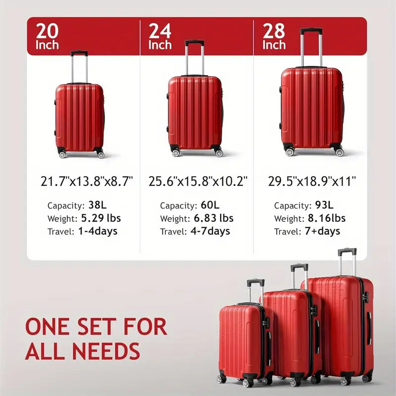 Luggage Set 3 Piece Expandable Suitcase TSA Lock Double Spinner Wheels HardSide