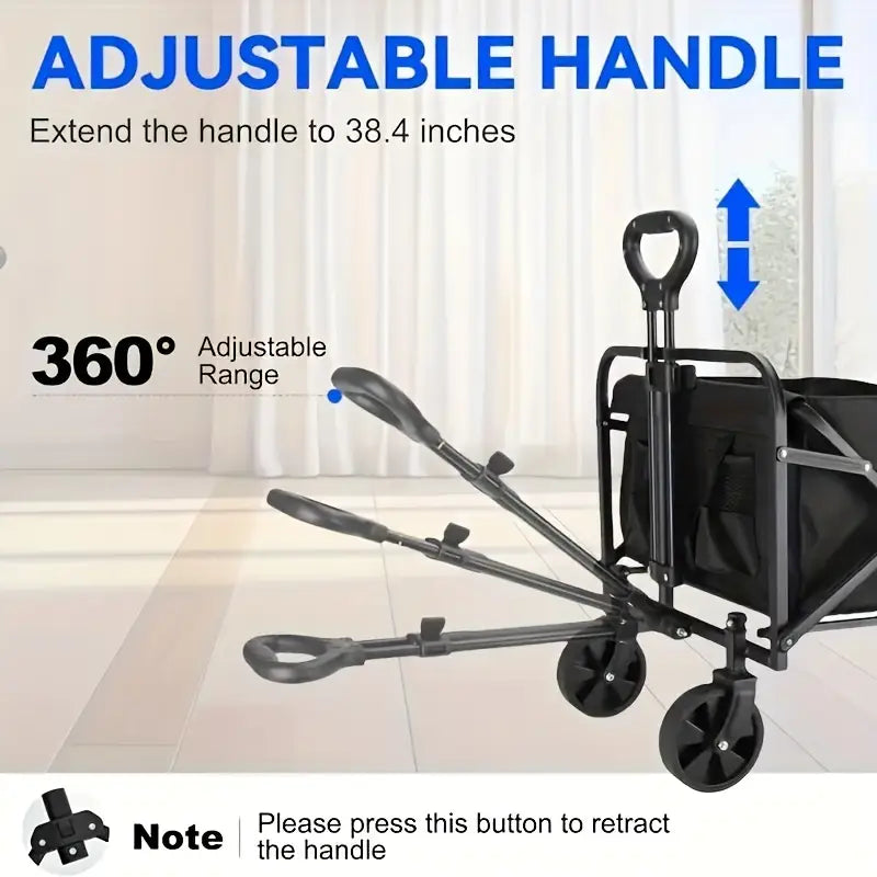 Shopping Cart Collapsible Foldable Garden Wagon Cart, Heavy Duty Utility RV Trailer Cart with All-Terrain Wheels for Beach, RV Storage Vehicle Sports, Camping, 1pc 30" RV Cart