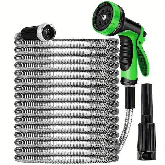 Stainless Steel Metal Garden Water Hose Pipe Flexible Lightweight 25/50/75/100FT