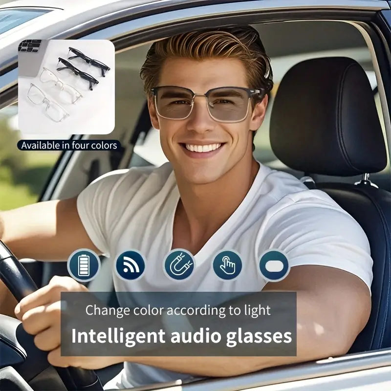 Smart Glasses, Auto Color Change Lens, Touch Control, Built-in Microphone