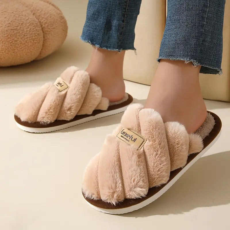 Women's Anti-slip Warm Slippers Home Indoor Comfortable Couple Slippers Fuzzy
