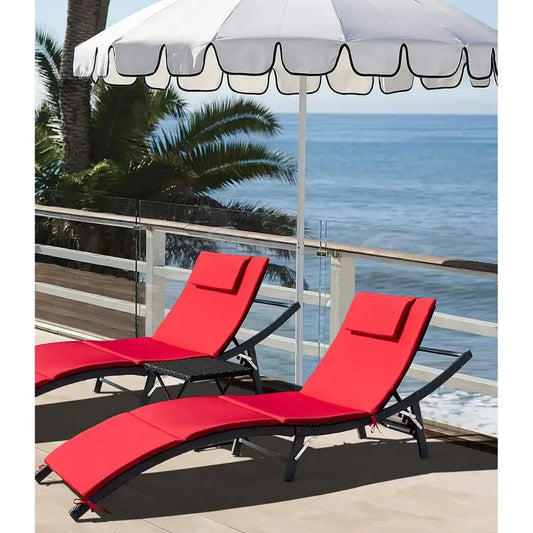Chaise Lounge Adjustable Aluminum Lounge Chair，3pcs,Folding Table