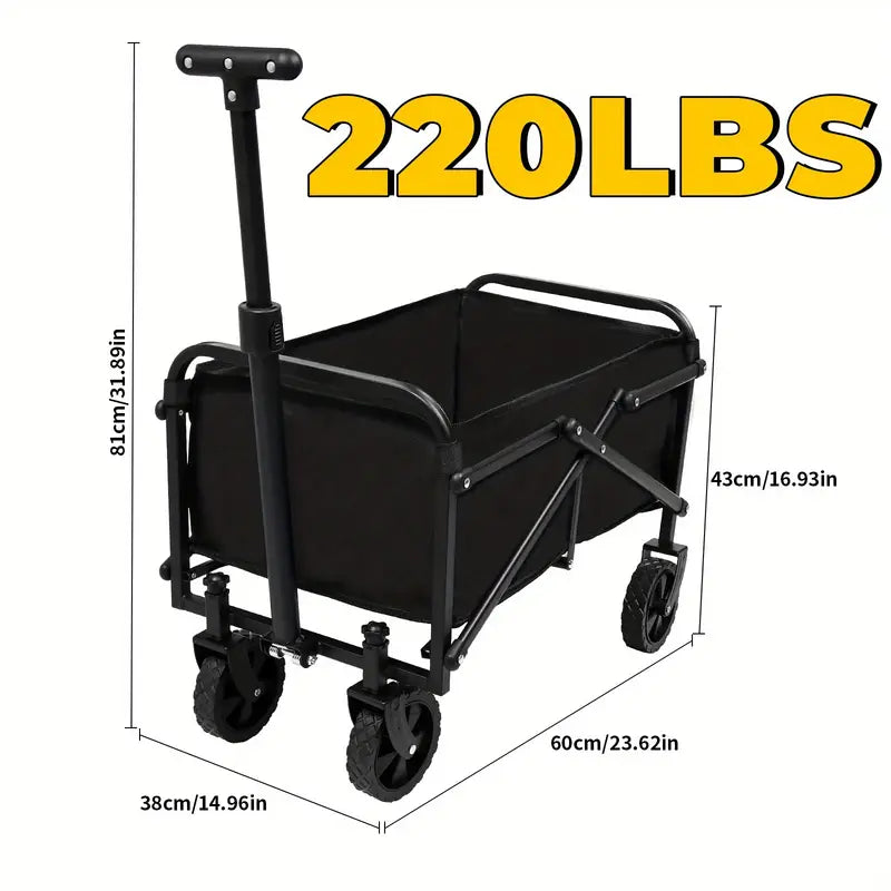 Shopping Cart Collapsible Foldable Garden Wagon Cart, Heavy Duty Utility RV Trailer Cart with All-Terrain Wheels for Beach, RV Storage Vehicle Sports, Camping, 1pc 30" RV Cart