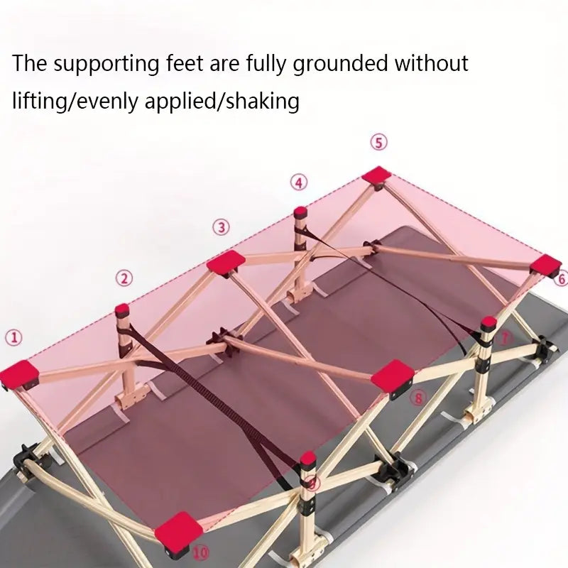 75 Inch Portable Folding Bed - Heavy-Duty, 600lb Load Capacity, Outdoor Camping