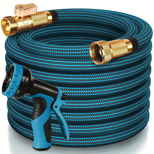 100ft Garden Hose With 10-Function High-Pressure Spray Nozzle, Lightweight