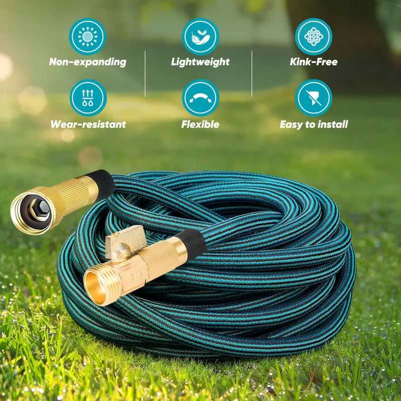 100ft Garden Hose With 10-Function High-Pressure Spray Nozzle, Lightweight