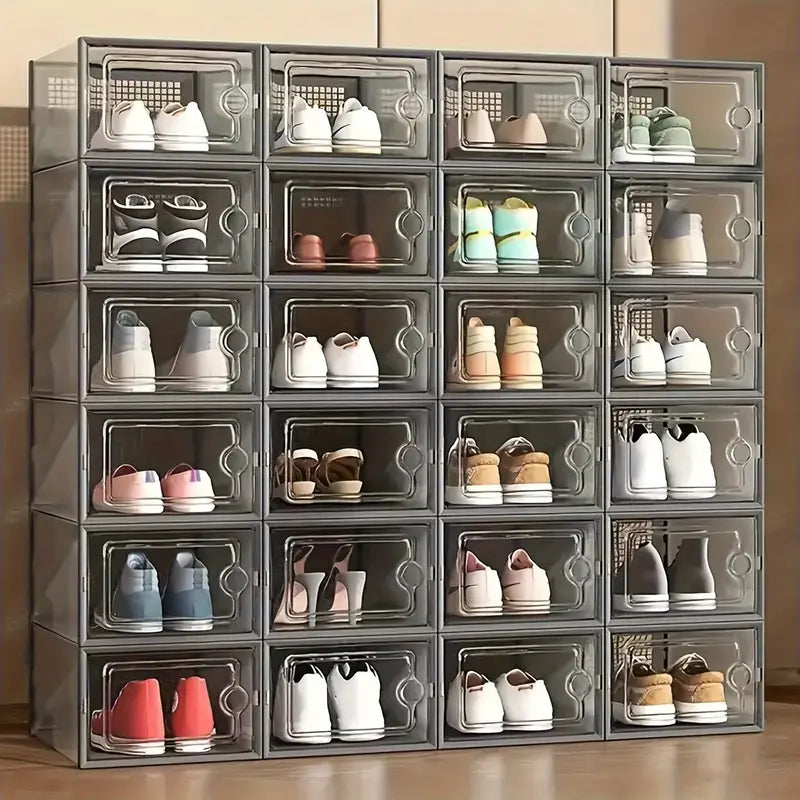 24pcs Shoe Storage Box Organizer, Transparent Plastic Stackable'  Shoe Container