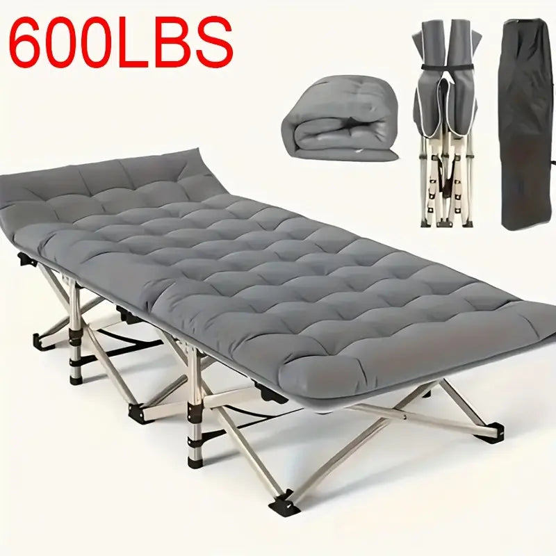 75 Inch Portable Folding Bed - Heavy-Duty, 600lb Load Capacity, Outdoor Camping