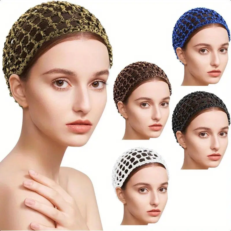 Mesh Crochet Hair Net Rayon Knit Snood Hat Thick Short Women Hairnet Snoods