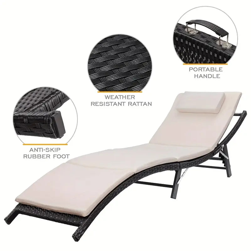 Chaise Lounge Adjustable Aluminum Lounge Chair，3pcs,Folding Table