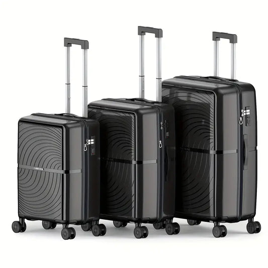 Three-piece Suitcase Set, 20, 24, 28-inch Suitcases, with Combination Lock