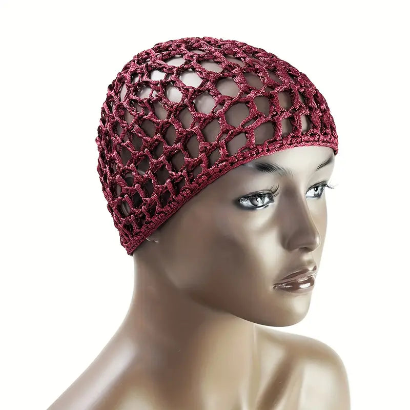 Mesh Crochet Hair Net Rayon Knit Snood Hat Thick Short Women Hairnet Snoods