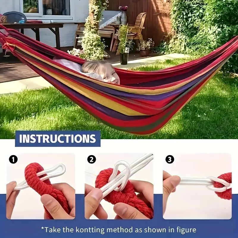 Heavy Duty Cotton Rope Hanging Hammock Swing Camping Canvas Bed Garden Outdoor