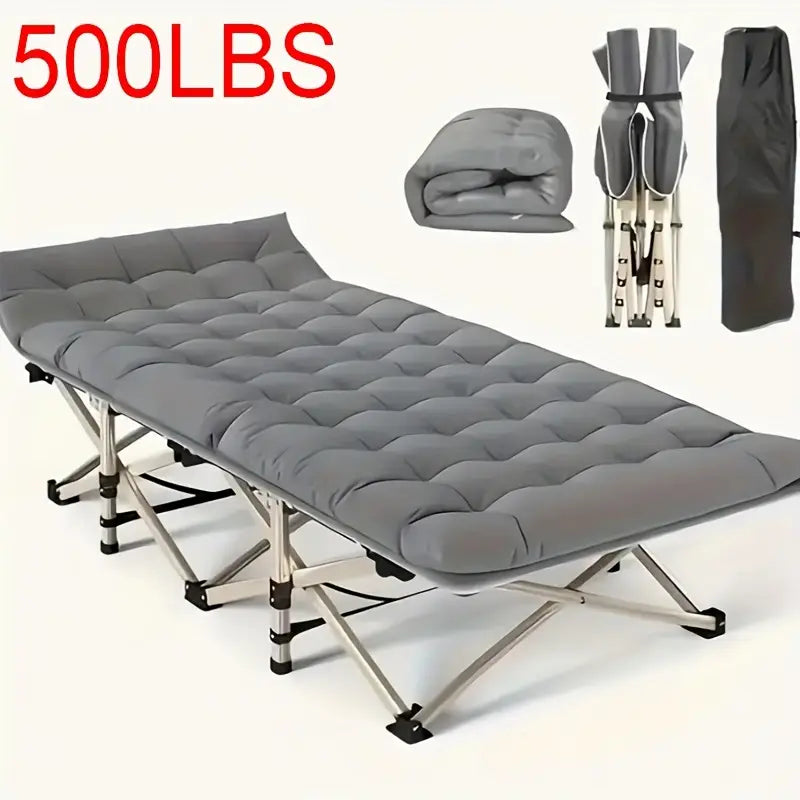 75 Inch Portable Folding Bed - Heavy-Duty, 600lb Load Capacity, Outdoor Camping