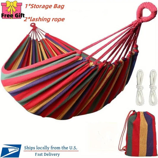 Heavy Duty Cotton Rope Hanging Hammock Swing Camping Canvas Bed Garden Outdoor