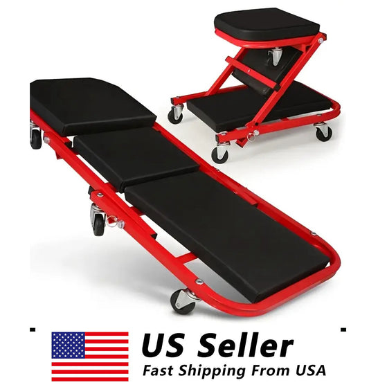 2 in 1 36"  Z Mechanics Creeper Automotive Car Foldable Black Red