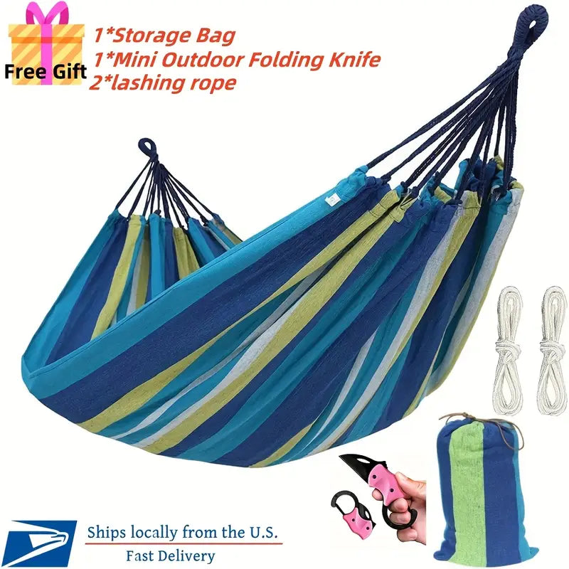 Heavy Duty Cotton Rope Hanging Hammock Swing Camping Canvas Bed Garden Outdoor