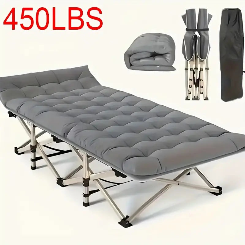 75 Inch Portable Folding Bed - Heavy-Duty, 600lb Load Capacity, Outdoor Camping