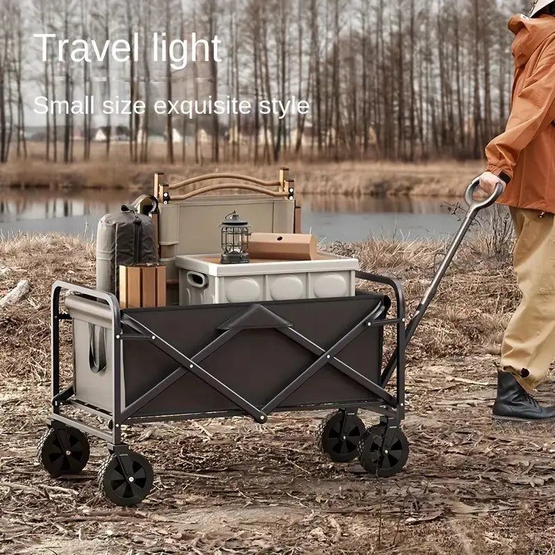 Shopping Cart Collapsible Foldable Garden Wagon Cart, Heavy Duty Utility RV Trailer Cart with All-Terrain Wheels for Beach, RV Storage Vehicle Sports, Camping, 1pc 30" RV Cart