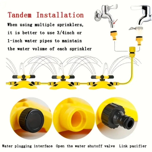 360° Rotating Lawn Sprinkler System Grass Automatic Watering Spray Irrigation US