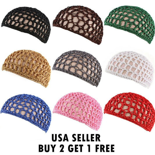 Mesh Crochet Hair Net Rayon Knit Snood Hat Thick Short Women Hairnet Snoods